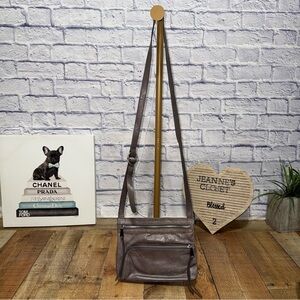 The original Hobo Cassie Gray Leather Crossbody Bag